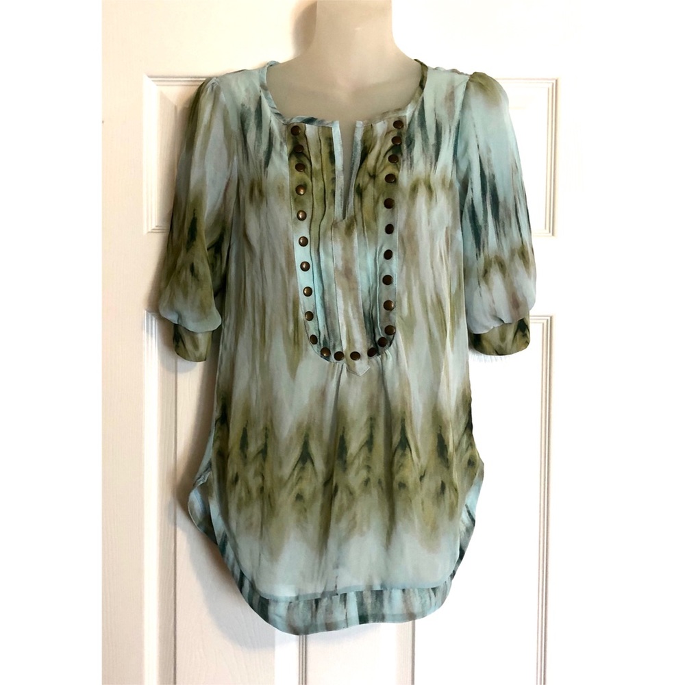 Spoiled Sheer Mesh Pop Over Top with Metal Details